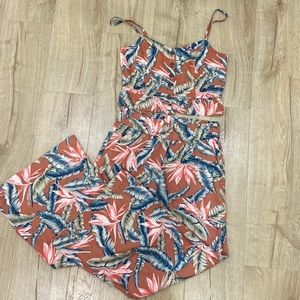 Loft tropical print linen blend set size small